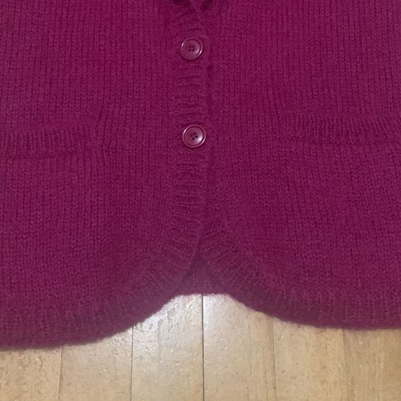 Vintage Perry Ellis Knit Blazer Cardigan Magenta Single Breasted Small - Picture 6 of 9